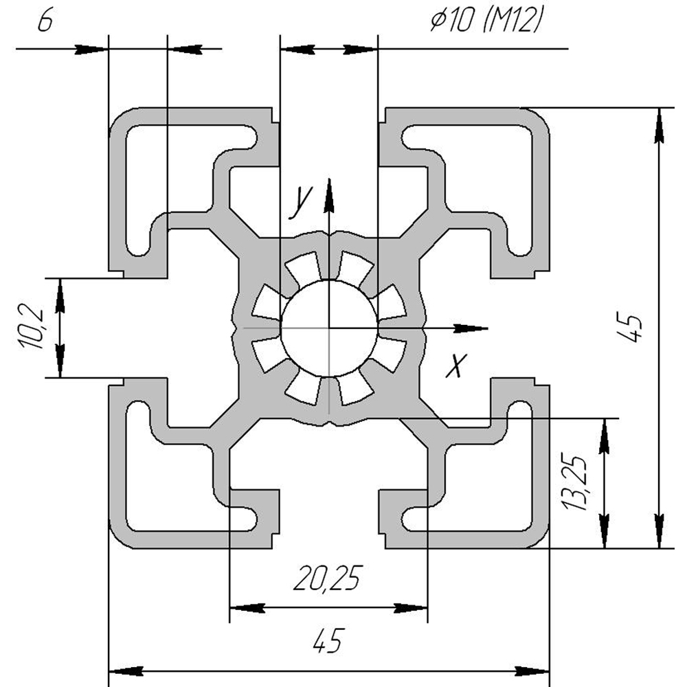 Конструкционный профиль 45x45 Конструкционный профиль 45x45