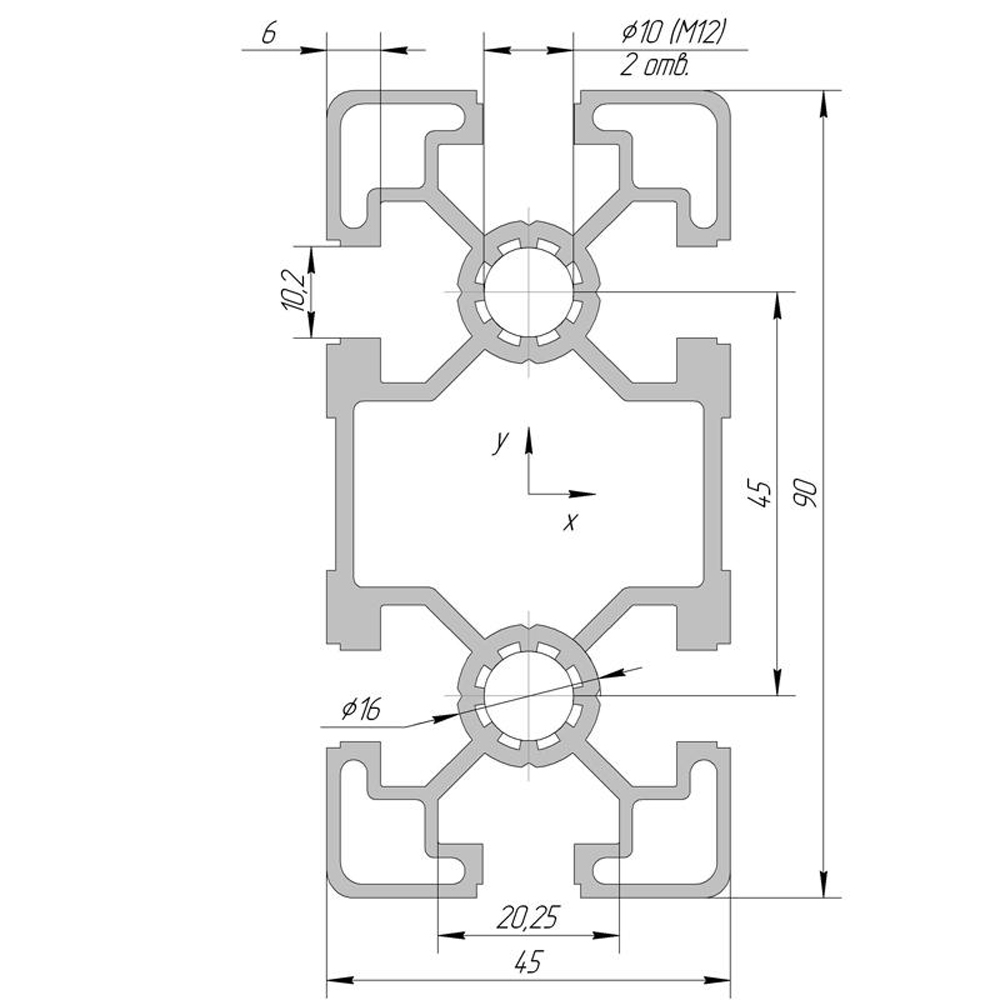 Конструкционный профиль 45x90L Конструкционный профиль 45x90L